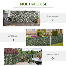 Gard artificial extensibil cu 2 sectiuni din poliester si ratan 200x100 cm - Verde