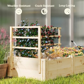 Jardiniera inaltata din lemn cu 3 suporturi pentru plante 119x62.5x64 cm