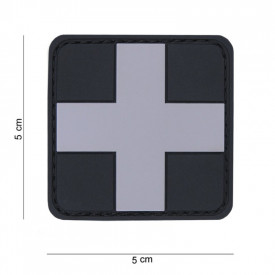 Patch 3D PVC Cross grey - Negru