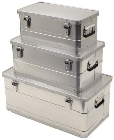 Set 3 cutii de transport din aluminiu – 34 l, 55 l si 100 l - Argintiu