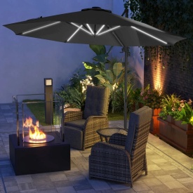 Umbrela de soare exterioara cu lumini LED si unghi reglabil 3 x 2.5 m - Gri