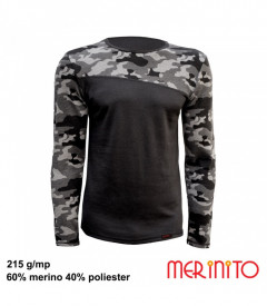 Bluza barbateasca Merinito 215g Mesh - Urban/Negru