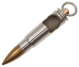 Breloc tip cartus AK-47 cu desfacator de sticle - Argintiu