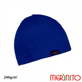 Caciula copii Merinito 240g lana merinos si bambus - Albastru