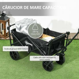 Carucior pliabil pentru exterior cu copertina detasabila - Negru