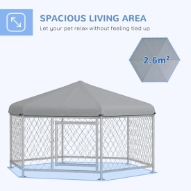 Cusca de exterior pentru caini 2,1 x 1,85 x 1,2 m - Argintiu