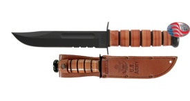 Cutit full-size US Army KA-BAR serrated teaca piele