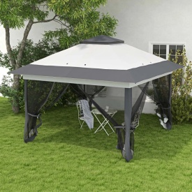 Foisor de gradina din otel si tesatura Oxford 364 x 364 x 294 cm - Gri