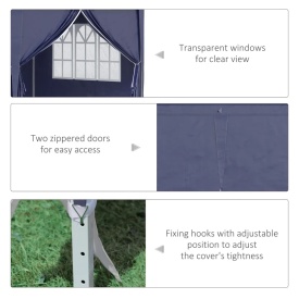 Foisor de gradina pliabil pentru exterior cu 6 panouri laterale 585 x 295cm - Albastru