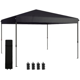 Foisor Pliabil de 3.6 x 3.6 m cu extindere de marchize duble - Negru