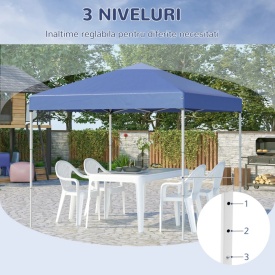 Foisor pliabil impermeabil Outsunny cu franghii si cuie incluse 2.45 x 2.45 x 2.45 m - Albastru