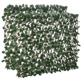 Gard artificial extensibil cu 2 sectiuni din poliester si ratan 200x100 cm - Verde