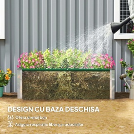 Jardiniera de exterior fara baza cu margini rotunjite 125 x 47 x 40 cm - Verde