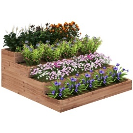 Jardiniera inaltata din lemn cu 4 suporturi pentru plante 113x113x46 cm