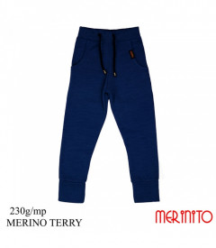 Pantaloni copii Merinito Jogger Terry 230g lana merinos - Albastru