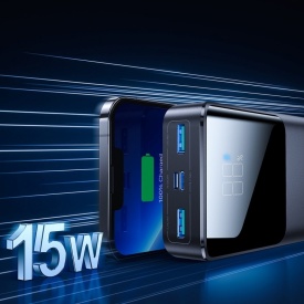 Power bank, Joyroom, 15W 20000mAh PD QC3.0 AFC negru, HRT-106771