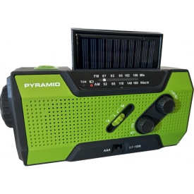 Radio Pyramid, pentru cutremure, inundatii, furtuni,calamitati naturale, cutremure, camping, pescuit , cu dinam si lanterna MD-090-GREEN