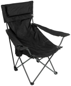 Scaun pliabil Deluxe cu spatar si cotiere - Negru