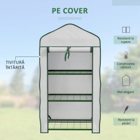 Sera pentru balcon si terasa din otel si PE 59x39x127 cm - Alb
