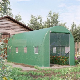 Sera tip tunel de gradina structura din otel cu 8 ferestre 500x200x205cm - Verde