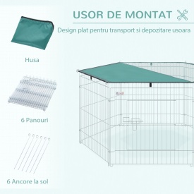 Tarc modular pentru animale cu acoperis impermeabil 59x60cm - Argintiu