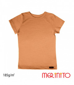 Tricou copii Merinito 185g 100% lana merinos - Coyote