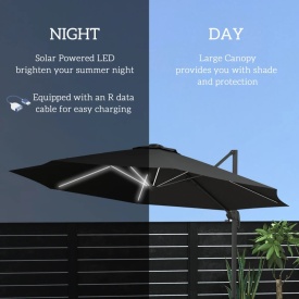 Umbrela de soare exterioara cu lumini LED si unghi reglabil 3 x 2.5 m - Gri