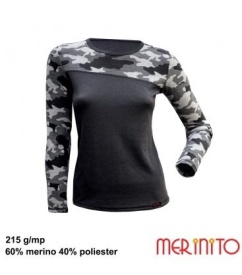 Bluza dama Merinito 215g Mesh lana merinos - Negru