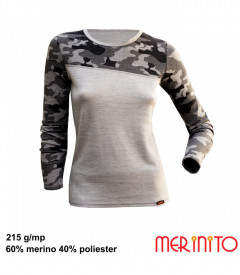 Bluza dama Merinito 215g Mesh - Urban/alb