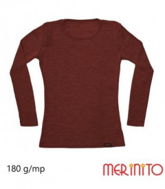 Bluza dama Merinito Rib Pointelle 100% lana merinos - Maro