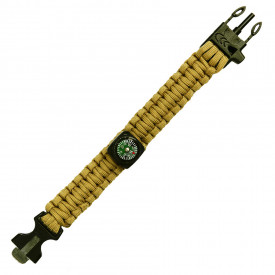 Bratara paracord cu busola 9 inch - Coyote
