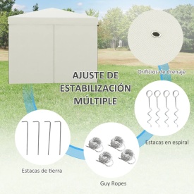 Cort pliabil pop-up 3x3 m cu 4 panouri si 2 ferestre din plasa inaltime reglabila impermeabil si anti-UV - Alb