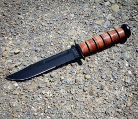 Cutit full-size US Army KA-BAR  serrated teaca piele