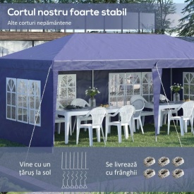 Foisor de gradina 6 x 3 m reglabil in Inaltime - Albastru