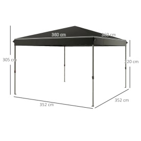 Foisor Pliabil de 3.6 x 3.6 m cu extindere de marchize duble - Negru