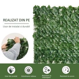 Gard artificial 3 x 1 m - Verde inchis