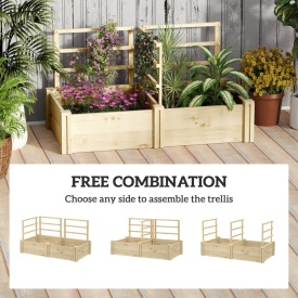 Jardiniera inaltata din lemn cu 3 suporturi pentru plante 119x62.5x64 cm