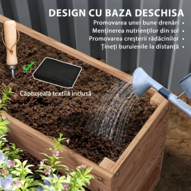Jardiniera inaltata din lemn cu 4 suporturi pentru plante 113x113x46 cm