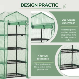 Sera pentru balcon si terasa din otel si PE 70x50x160cm - Verde
