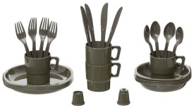 Set de gatit MFH din plastic pentru camping 26 piese - Oliv