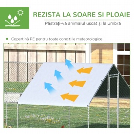 Tarc cu acoperis din material impermeabil pentru gaini rate si iepuri 3x8x2m - Argintiu