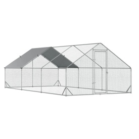Tarc cu acoperis din material impermeabil pentru gaini rate si iepuri 3x6x2m - Argintiu