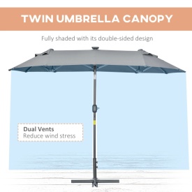 Umbrela cu lumini dubla pentru gradina 295 x 150 x 219 cm - Gri