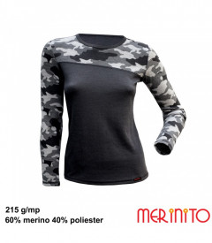 Bluza dama Merinito 215g Mesh - Urban/negru