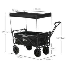 Carucior pliabil pentru exterior cu copertina detasabila - Negru