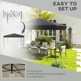 Foisor Pliabil de 3.6 x 3.6 m cu extindere de marchize duble - Negru