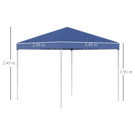 Foisor pliabil impermeabil Outsunny cu franghii si cuie incluse 2.45 x 2.45 x 2.45 m - Albastru