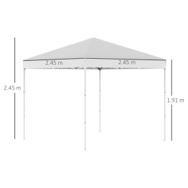 Foisor pliabil impermeabil Outsunny cu franghii si cuie incluse 2.45 x 2.45 x 2.45 m - Alb