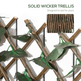 Gard artificial extensibil cu 2 sectiuni din poliester si ratan 200x100 cm - Verde