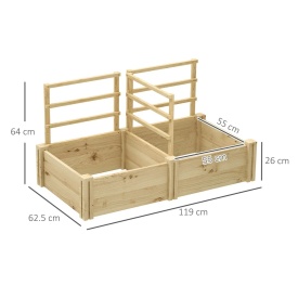 Jardiniera inaltata din lemn cu 3 suporturi pentru plante 119x62.5x64 cm